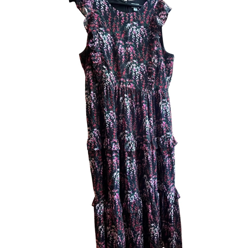 J. Crew Black and Pink Floral Maxi Dress